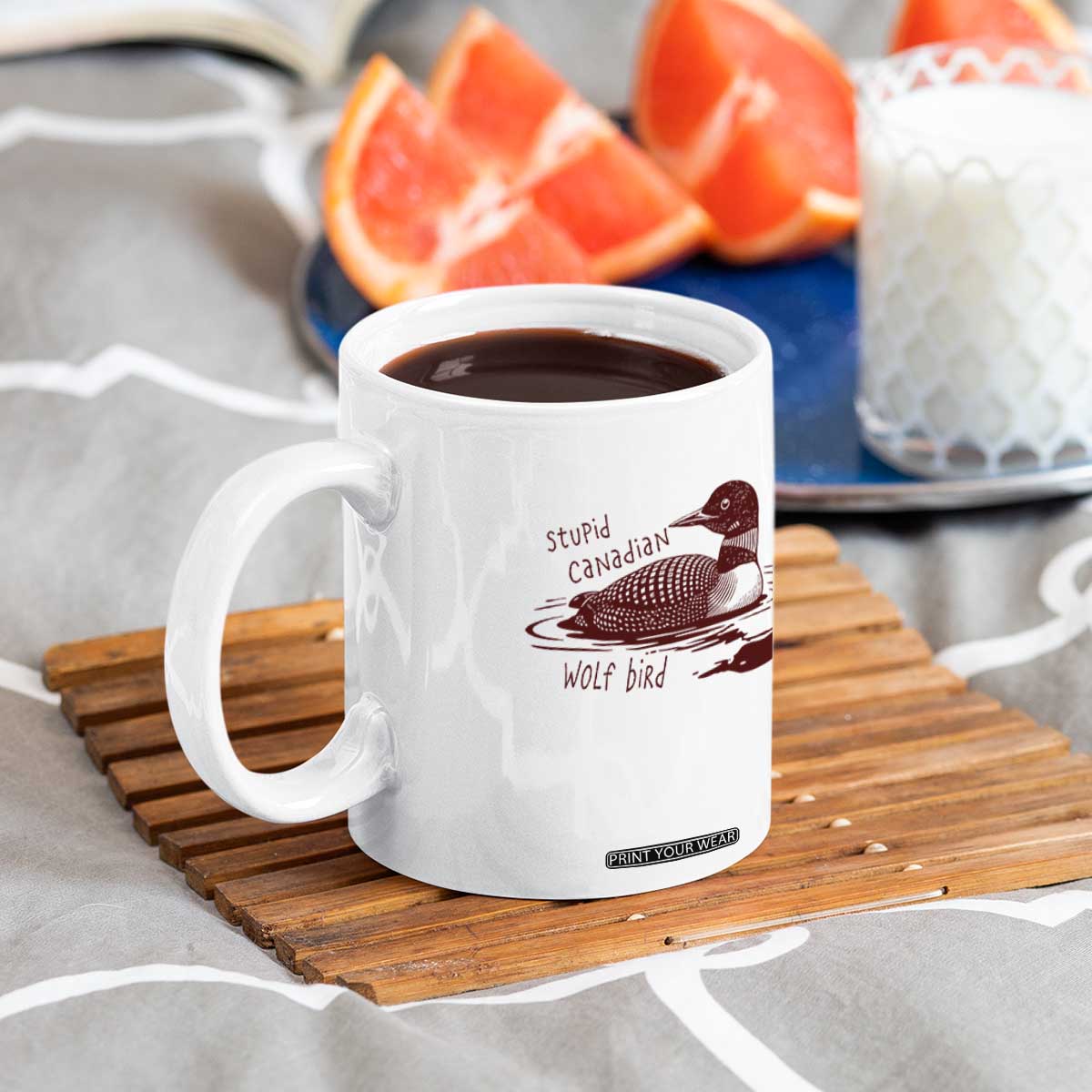 Stupid Canadian Wolf Bird Common Loon Coffee Mug Funny Absurd Bird Meme Humor TS02 Print Your Wear