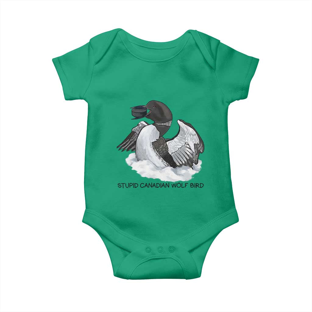 Funny Stupid Canadian Wolf Bird Baby Onesie Common Loon with Hockey Puck Bird Meme TS02 Irish Green Print Your Wear