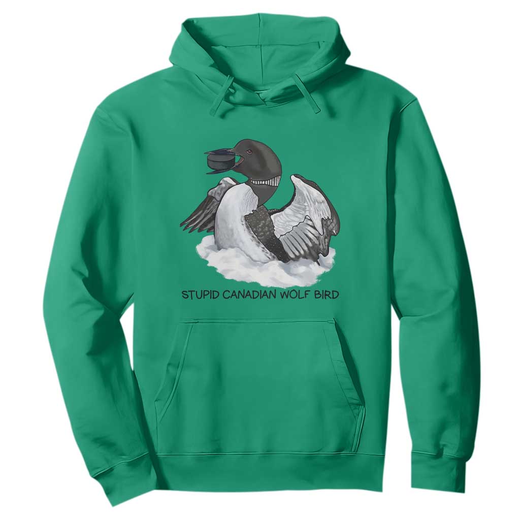 Funny Stupid Canadian Wolf Bird Hoodie Common Loon with Hockey Puck Bird Meme TS02 Irish Green Print Your Wear
