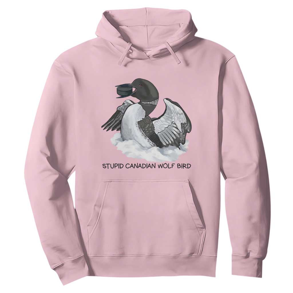 Funny Stupid Canadian Wolf Bird Hoodie Common Loon with Hockey Puck Bird Meme TS02 Light Pink Print Your Wear