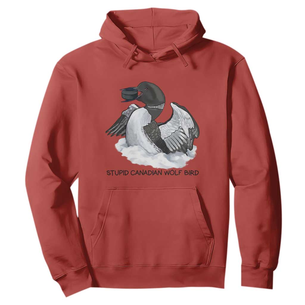 Funny Stupid Canadian Wolf Bird Hoodie Common Loon with Hockey Puck Bird Meme TS02 Red Print Your Wear
