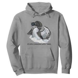 Funny Stupid Canadian Wolf Bird Hoodie Common Loon with Hockey Puck Bird Meme TS02 Sport Gray Print Your Wear