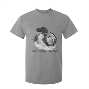 Funny Stupid Canadian Wolf Bird T Shirt For Kid Common Loon with Hockey Puck Bird Meme TS02 Sport Gray Print Your Wear