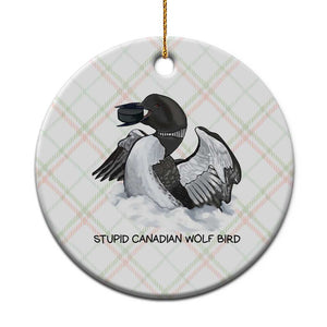 Funny Stupid Canadian Wolf Bird Ceramic Ornament Common Loon with Hockey Puck Bird Meme TS02 1pc Christmas Plaid Print Your Wear