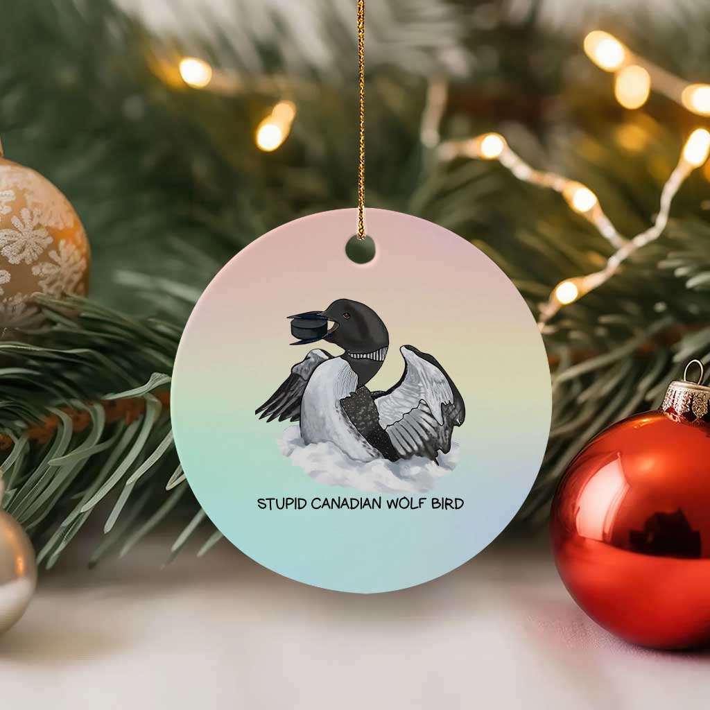 Funny Stupid Canadian Wolf Bird Ceramic Ornament Common Loon with Hockey Puck Bird Meme TS02 1pc Pastel Print Your Wear