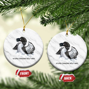 Funny Stupid Canadian Wolf Bird Ceramic Ornament Common Loon with Hockey Puck Bird Meme TS02 1pc White Marble Print Your Wear