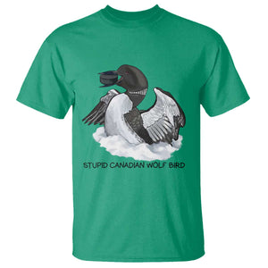Funny Stupid Canadian Wolf Bird T Shirt Common Loon with Hockey Puck Bird Meme TS02 Irish Green Print Your Wear