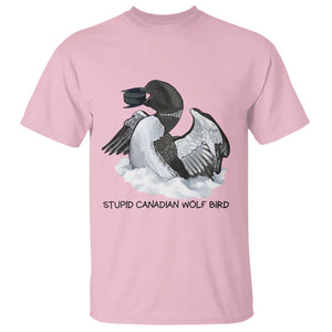 Funny Stupid Canadian Wolf Bird T Shirt Common Loon with Hockey Puck Bird Meme TS02 Light Pink Print Your Wear