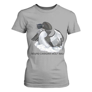 Funny Stupid Canadian Wolf Bird T Shirt For Women Common Loon with Hockey Puck Bird Meme TS02 Sport Gray Print Your Wear