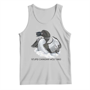 Funny Stupid Canadian Wolf Bird Tank Top Common Loon with Hockey Puck Bird Meme TS02 Ash Print Your Wear