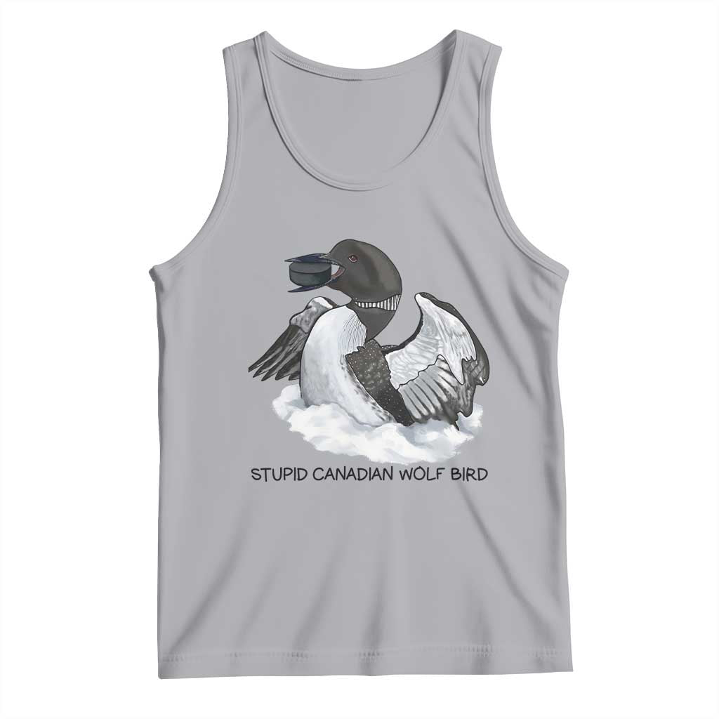 Funny Stupid Canadian Wolf Bird Tank Top Common Loon with Hockey Puck Bird Meme TS02 Athletic Heather Print Your Wear