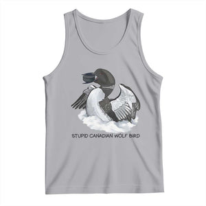 Funny Stupid Canadian Wolf Bird Tank Top Common Loon with Hockey Puck Bird Meme TS02 Athletic Heather Print Your Wear