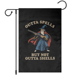 Outta Spells But Not Outta Shells Garden Flag Funny Wizard Fantasy Meme TS02 Black Print Your Wear
