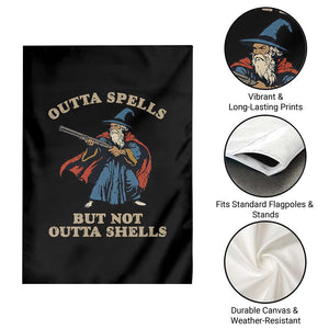 Outta Spells But Not Outta Shells Garden Flag Funny Wizard Fantasy Meme TS02 Print Your Wear
