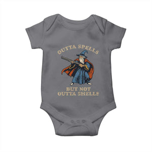 Outta Spells But Not Outta Shells Baby Onesie Funny Wizard Fantasy Meme TS02 Charcoal Print Your Wear