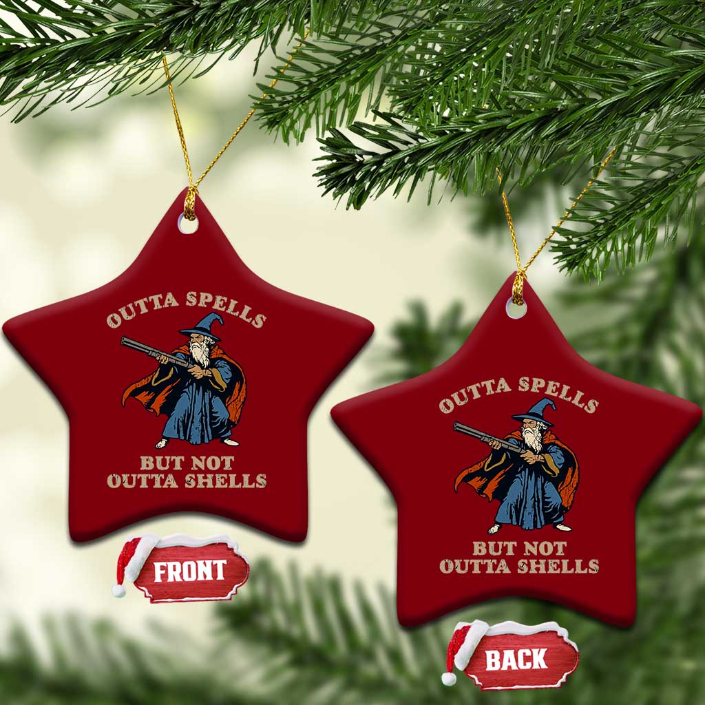 Outta Spells But Not Outta Shells Ceramic Ornament Funny Wizard Fantasy Meme TS02 Print Your Wear