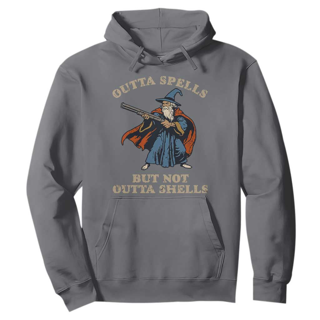 Outta Spells But Not Outta Shells Hoodie Funny Wizard Fantasy Meme TS02 Charcoal Print Your Wear