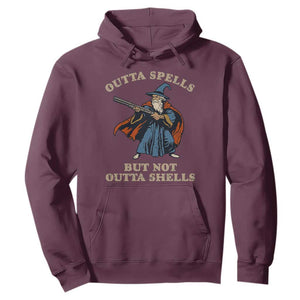 Outta Spells But Not Outta Shells Hoodie Funny Wizard Fantasy Meme TS02 Maroon Print Your Wear