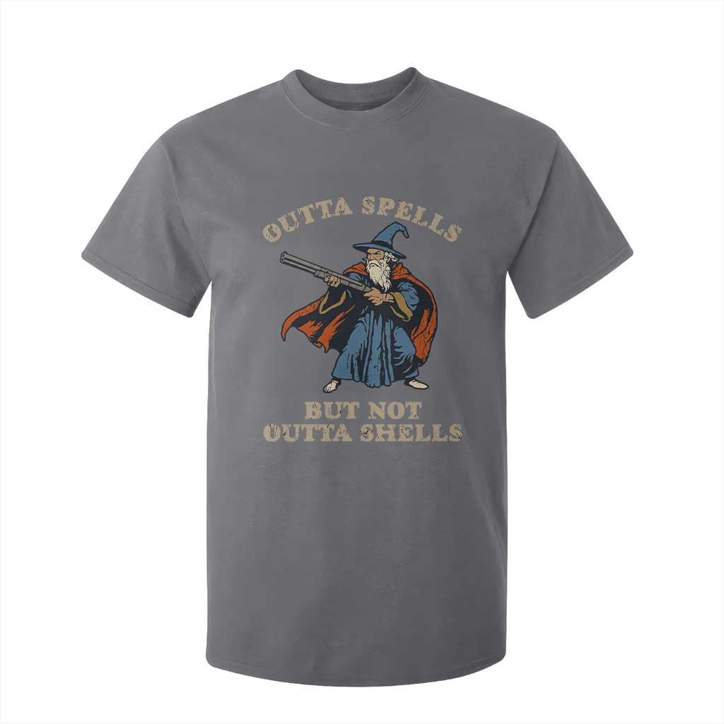 Outta Spells But Not Outta Shells T Shirt For Kid Funny Wizard Fantasy Meme TS02 Charcoal Print Your Wear