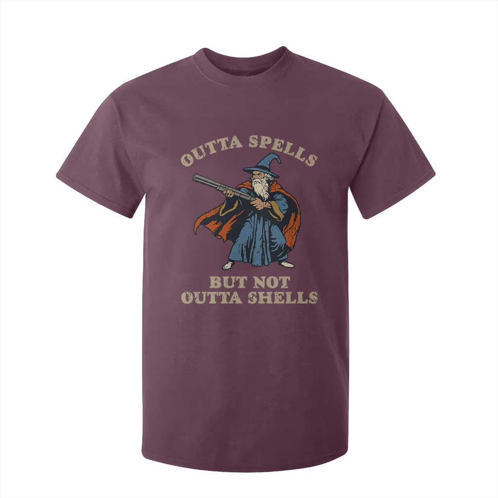 Outta Spells But Not Outta Shells T Shirt For Kid Funny Wizard Fantasy Meme TS02 Maroon Print Your Wear