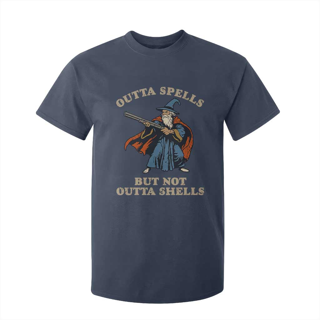 Outta Spells But Not Outta Shells T Shirt For Kid Funny Wizard Fantasy Meme TS02 Navy Print Your Wear