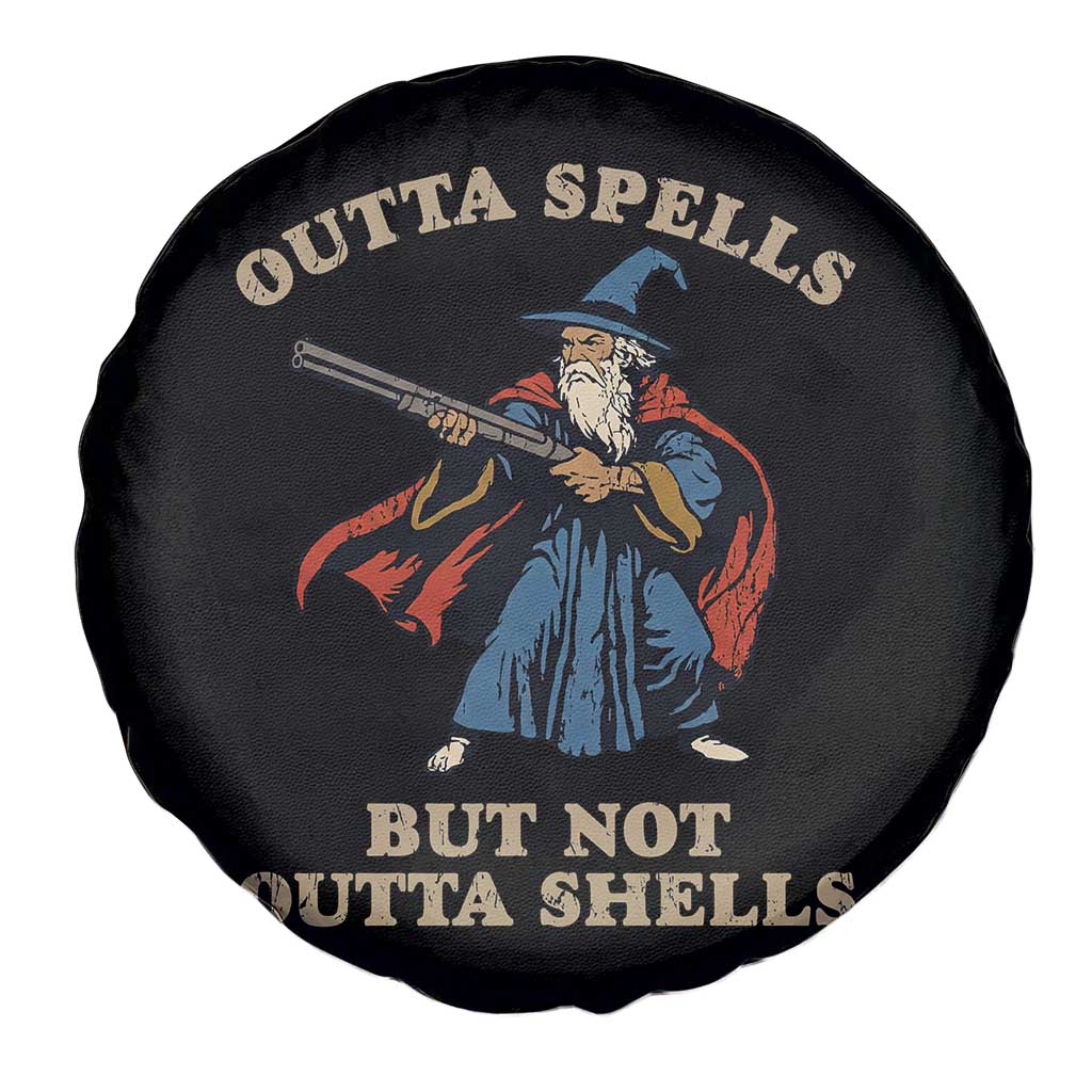 Outta Spells But Not Outta Shells Spare Tire Cover Funny Wizard Fantasy Meme TS02 Print Your Wear