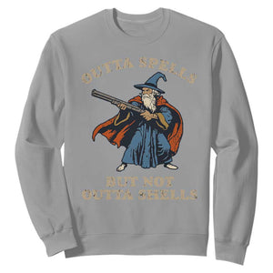 Outta Spells But Not Outta Shells Sweatshirt Funny Wizard Fantasy Meme TS02 Sport Gray Print Your Wear