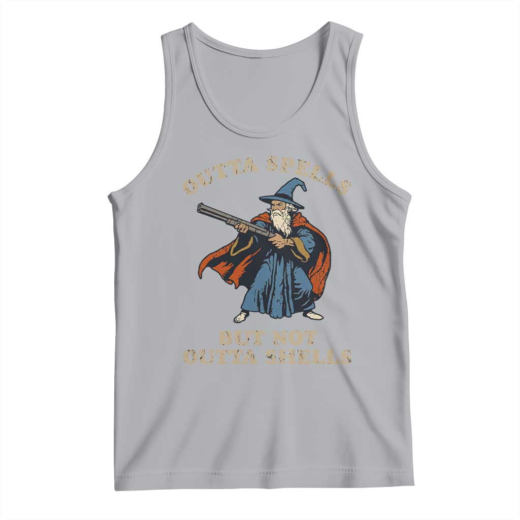 Outta Spells But Not Outta Shells Tank Top Funny Wizard Fantasy Meme TS02 Athletic Heather Print Your Wear