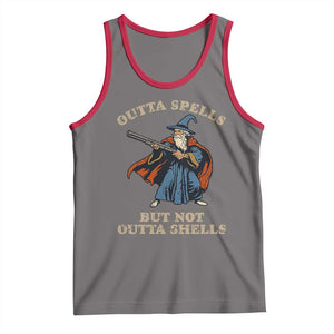 Outta Spells But Not Outta Shells Tank Top Funny Wizard Fantasy Meme TS02 Deep Heather Red Print Your Wear