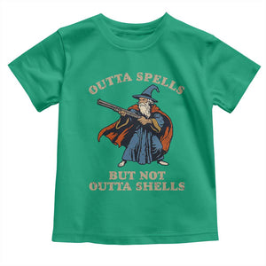 Outta Spells But Not Outta Shells Toddler T Shirt Funny Wizard Fantasy Meme TS02 Irish Green Print Your Wear