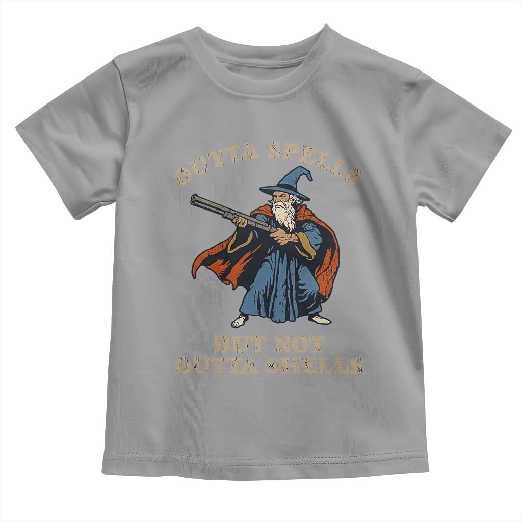 Outta Spells But Not Outta Shells Toddler T Shirt Funny Wizard Fantasy Meme TS02 Sport Gray Print Your Wear