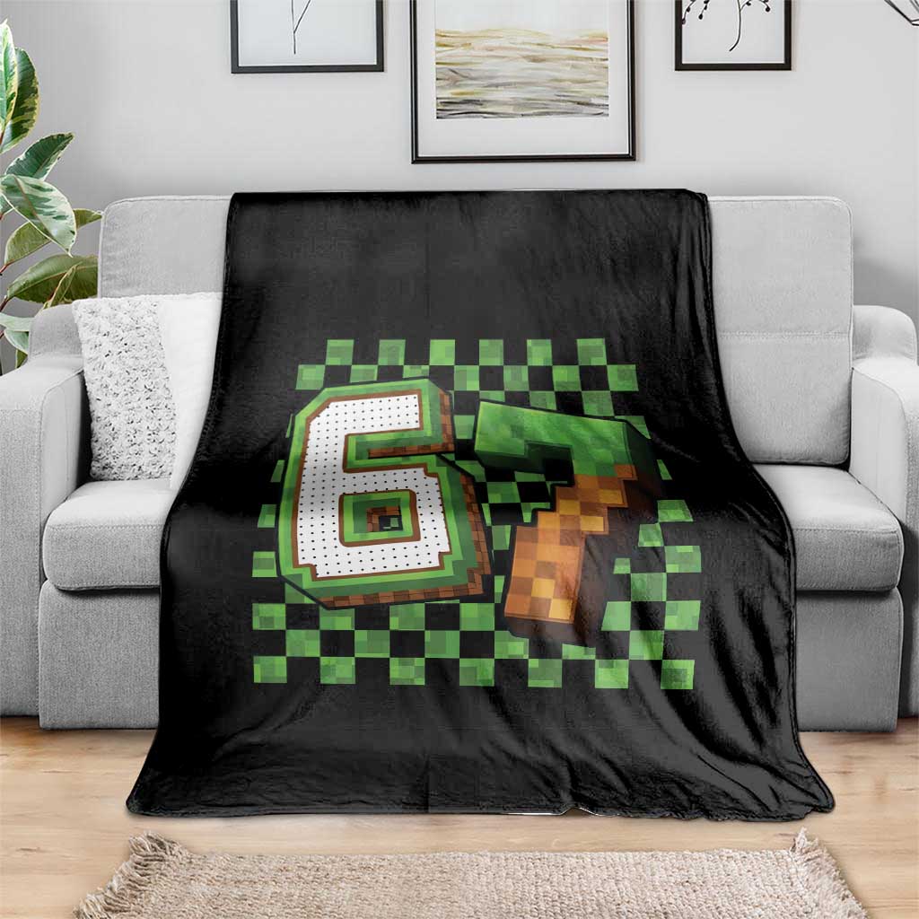 Funny 67 Pixel Style Graphic Throw Blanket Viral Six Seven Meme Gamer TS02 Print Your Wear