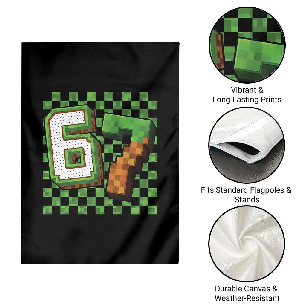 Funny 67 Pixel Style Graphic Garden Flag Viral Six Seven Meme Gamer TS02 Print Your Wear