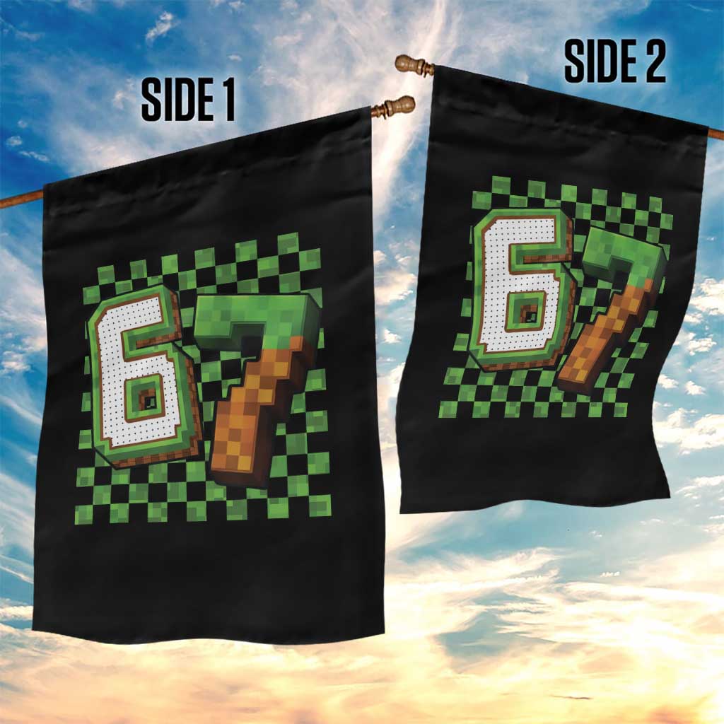 Funny 67 Pixel Style Graphic Garden Flag Viral Six Seven Meme Gamer TS02 Print Your Wear