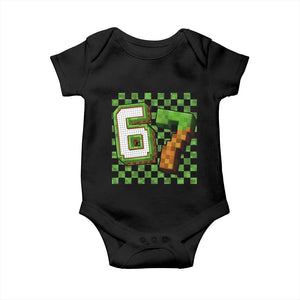 Funny 67 Pixel Style Graphic Baby Onesie Viral Six Seven Meme Gamer TS02 Black Print Your Wear