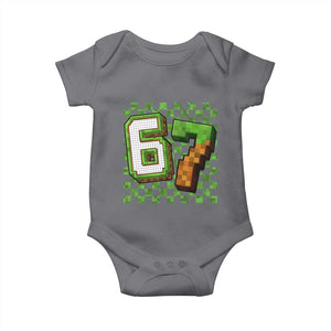 Funny 67 Pixel Style Graphic Baby Onesie Viral Six Seven Meme Gamer TS02 Charcoal Print Your Wear