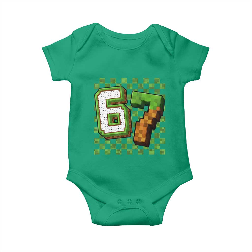 Funny 67 Pixel Style Graphic Baby Onesie Viral Six Seven Meme Gamer TS02 Irish Green Print Your Wear