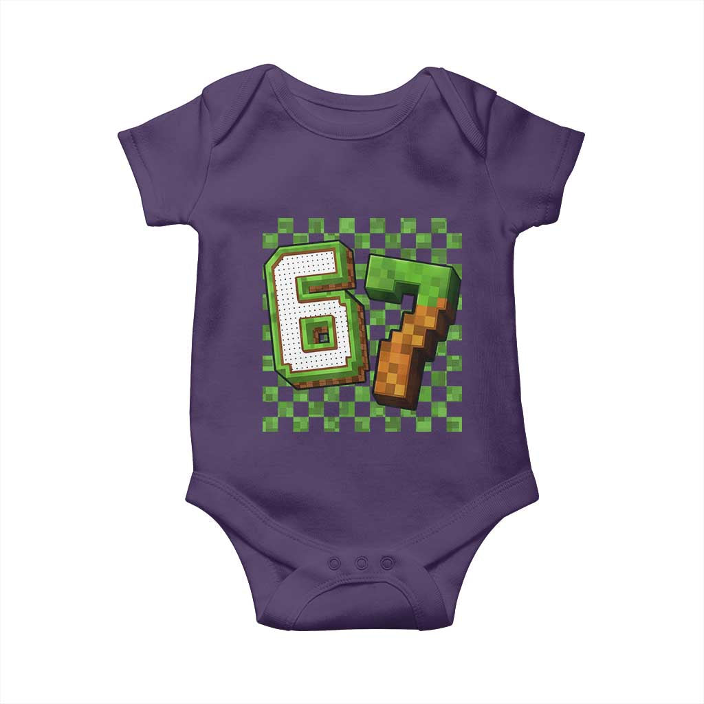 Funny 67 Pixel Style Graphic Baby Onesie Viral Six Seven Meme Gamer TS02 Purple Print Your Wear