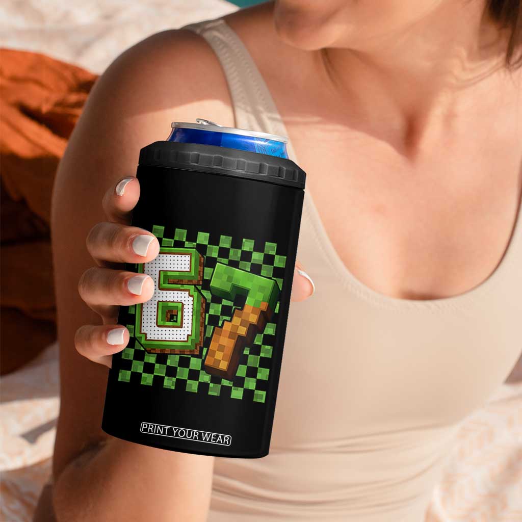 Funny 67 Pixel Style Graphic 4 in 1 Can Cooler Tumbler Viral Six Seven Meme Gamer TS02 Print Your Wear