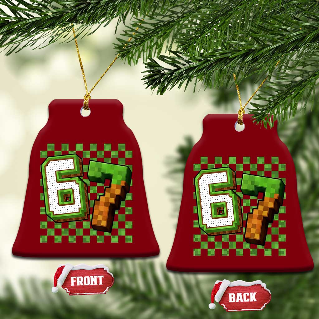 Funny 67 Pixel Style Graphic Ceramic Ornament Viral Six Seven Meme Gamer TS02 Print Your Wear