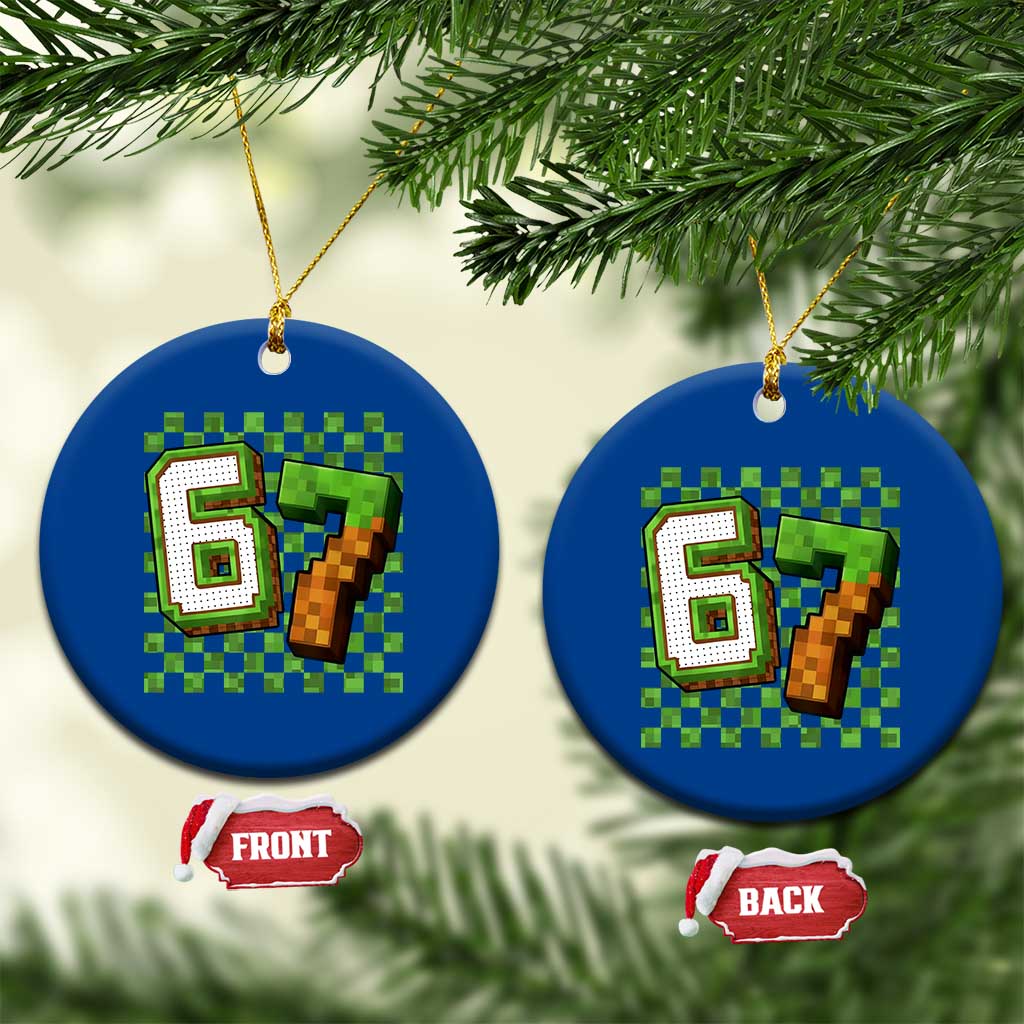 Funny 67 Pixel Style Graphic Ceramic Ornament Viral Six Seven Meme Gamer TS02 1pc Blue Print Your Wear