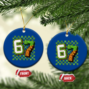 Funny 67 Pixel Style Graphic Ceramic Ornament Viral Six Seven Meme Gamer TS02 1pc Blue Print Your Wear