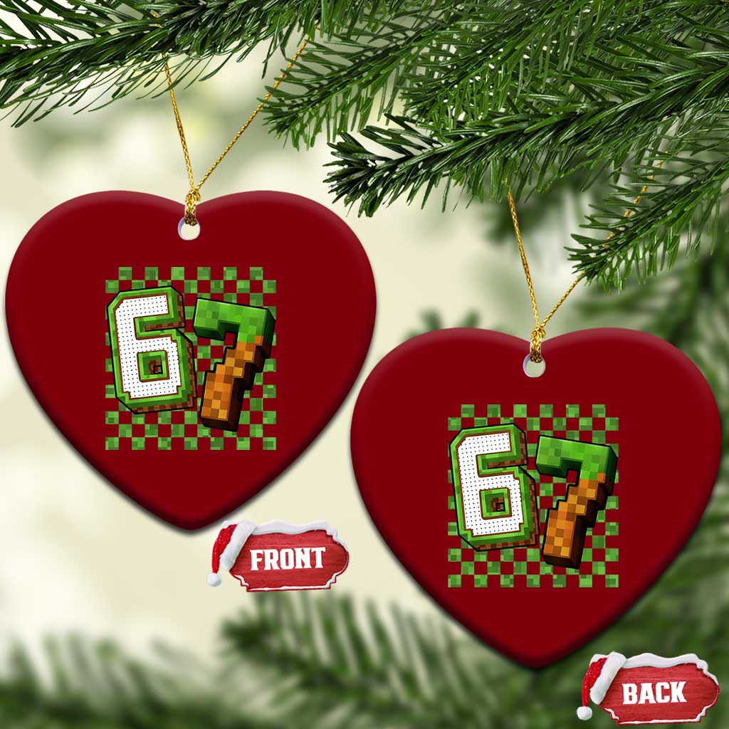 Funny 67 Pixel Style Graphic Ceramic Ornament Viral Six Seven Meme Gamer TS02 Print Your Wear