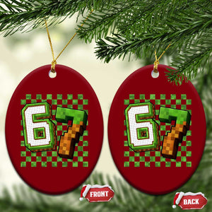 Funny 67 Pixel Style Graphic Ceramic Ornament Viral Six Seven Meme Gamer TS02 Print Your Wear