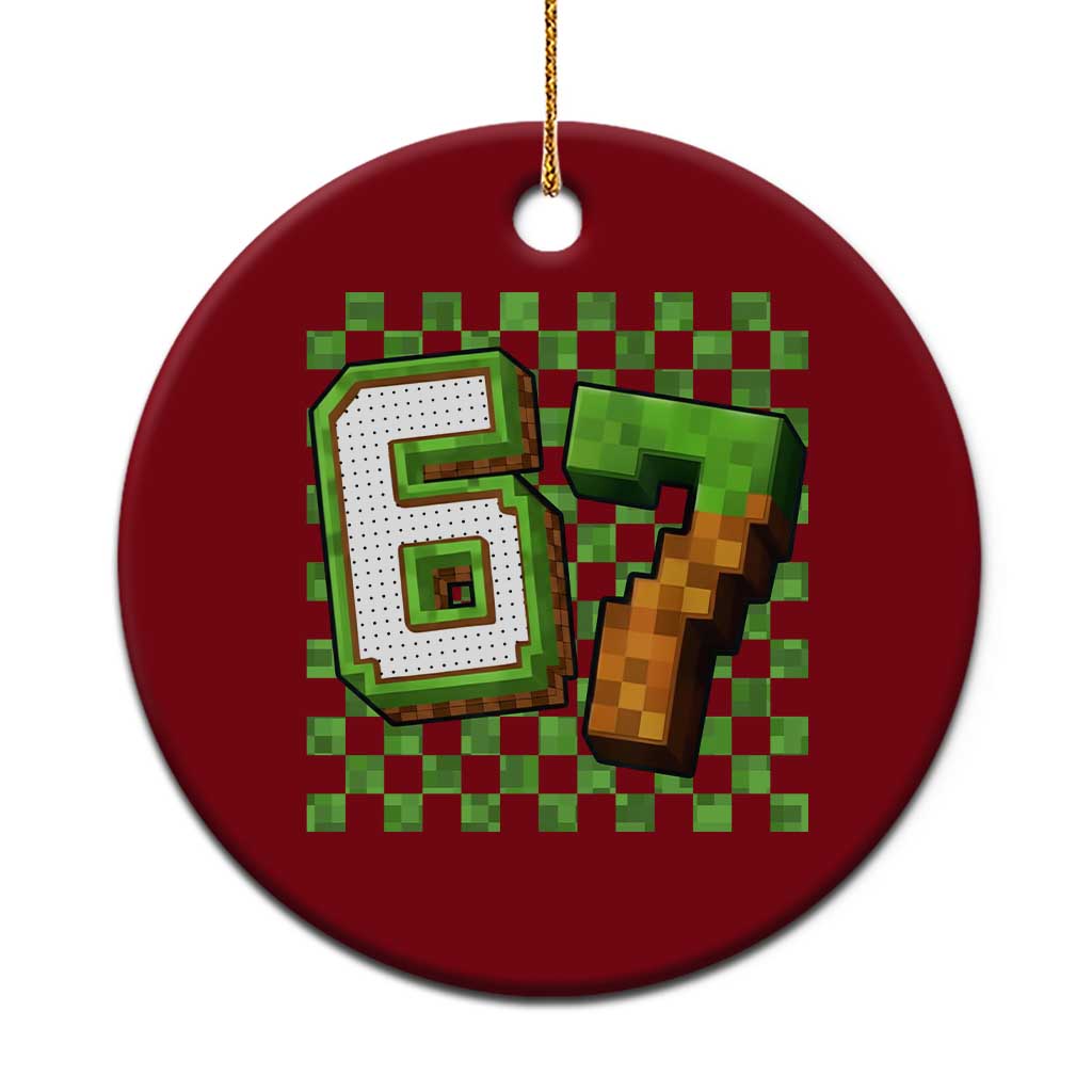 Funny 67 Pixel Style Graphic Ceramic Ornament Viral Six Seven Meme Gamer TS02 1pc Red Print Your Wear
