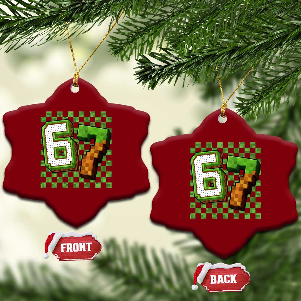 Funny 67 Pixel Style Graphic Ceramic Ornament Viral Six Seven Meme Gamer TS02 Print Your Wear
