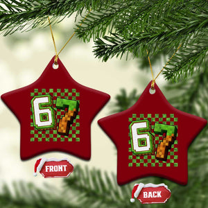 Funny 67 Pixel Style Graphic Ceramic Ornament Viral Six Seven Meme Gamer TS02 Print Your Wear