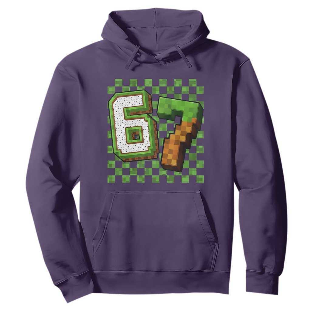 Funny 67 Pixel Style Graphic Hoodie Viral Six Seven Meme Gamer TS02 Purple Print Your Wear