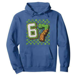 Funny 67 Pixel Style Graphic Hoodie Viral Six Seven Meme Gamer TS02 Royal Blue Print Your Wear
