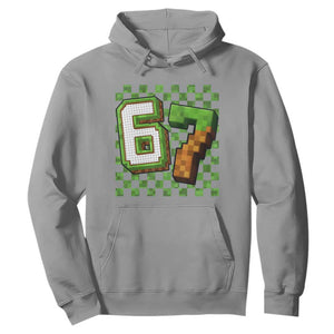 Funny 67 Pixel Style Graphic Hoodie Viral Six Seven Meme Gamer TS02 Sport Gray Print Your Wear